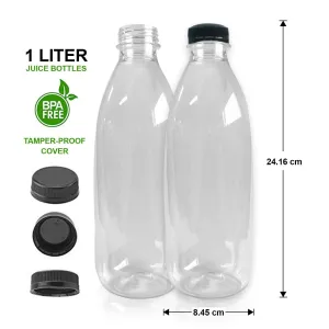 1000ml Round Clear PET Plastic Bottles with Tamper Evident Lids (Round)