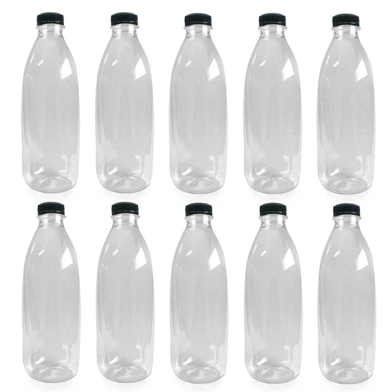 1000ml Round Clear PET Plastic Bottles with Tamper Evident Lids (Round)