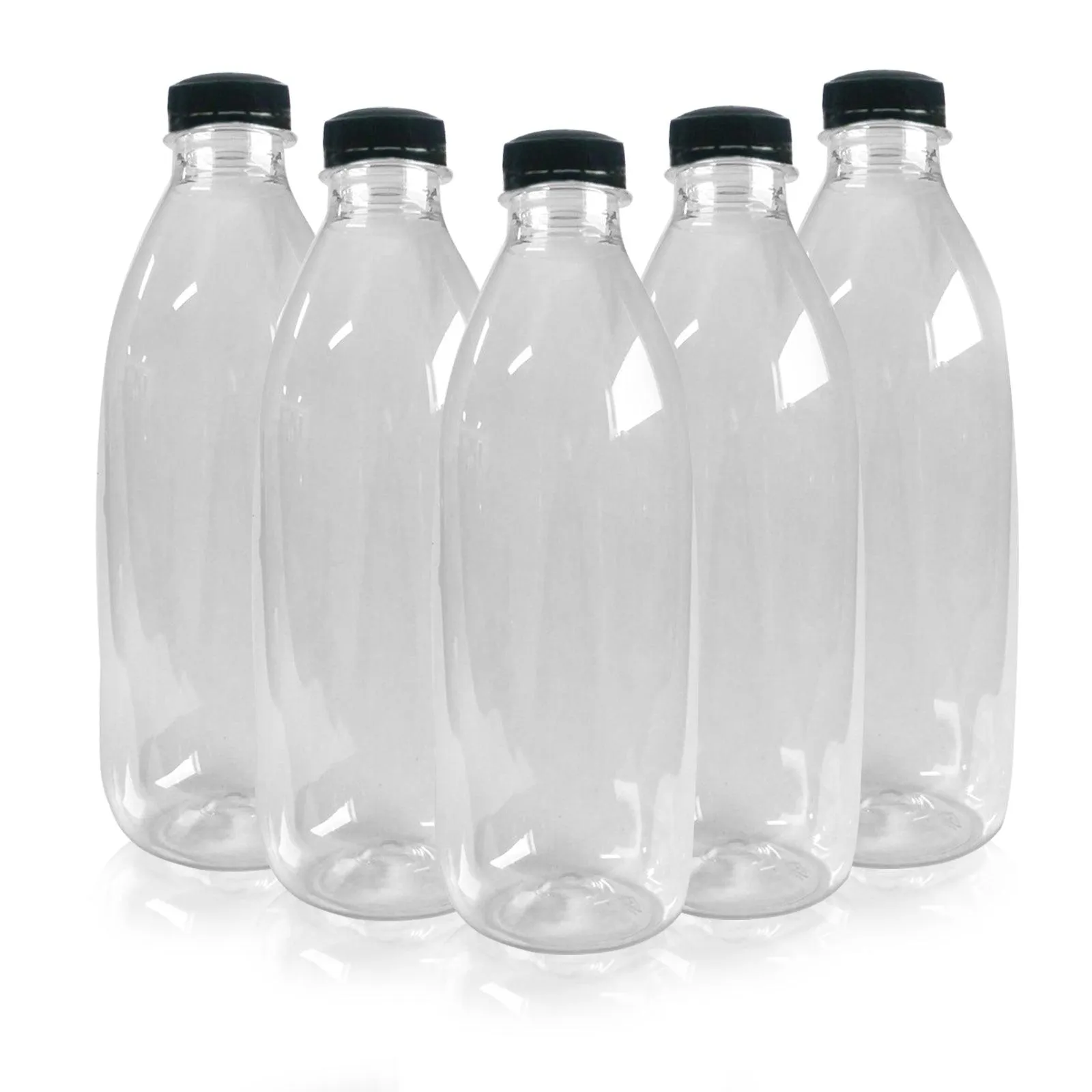 1000ml Round Clear PET Plastic Bottles with Tamper Evident Lids (Round)