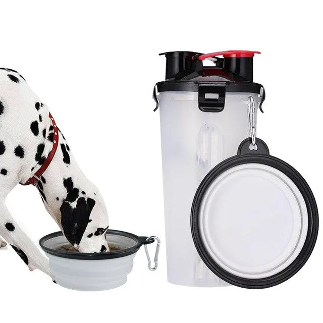 2-in-1 Dog Water Bottle With Food Container
