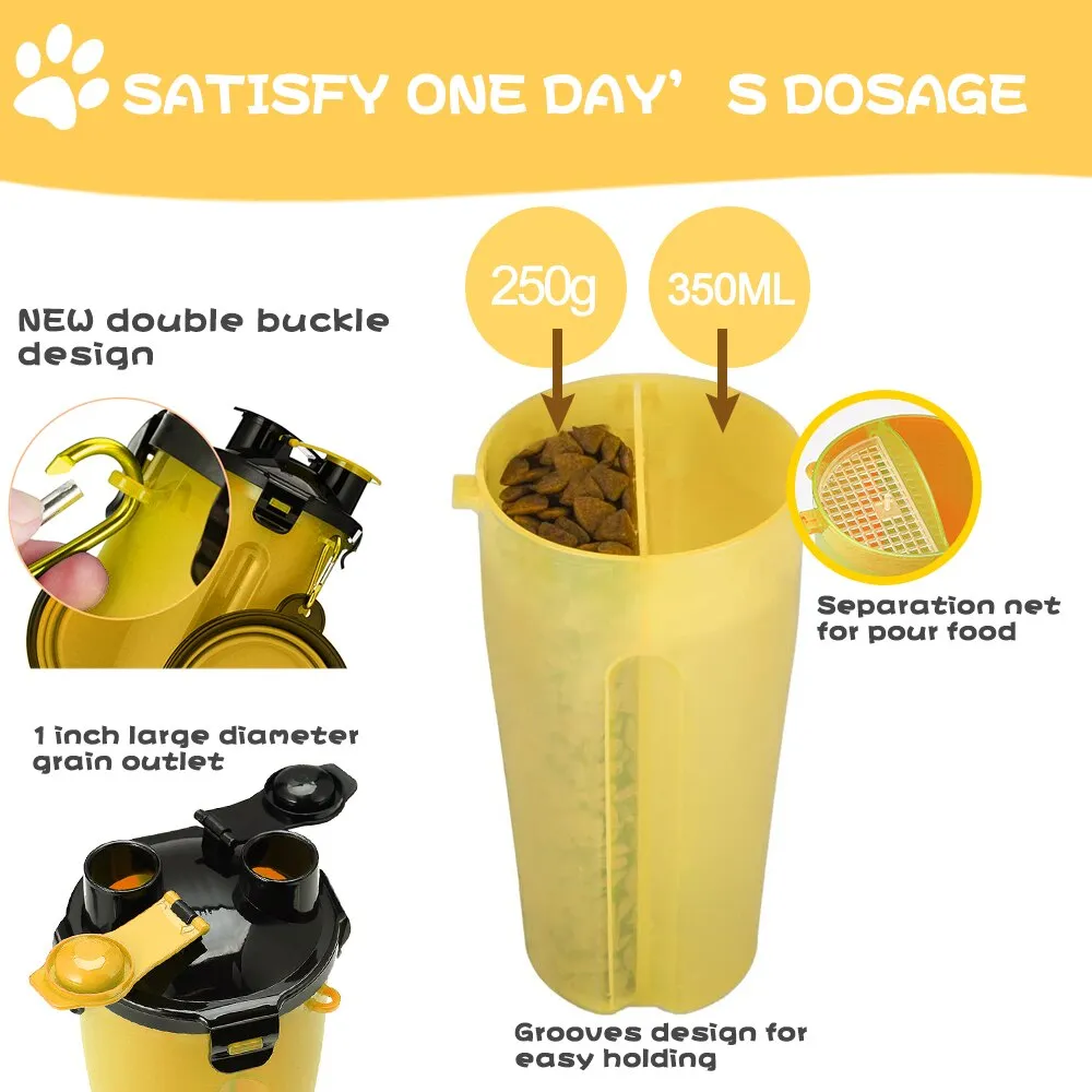 2-in-1 Dog Water Bottle With Food Container