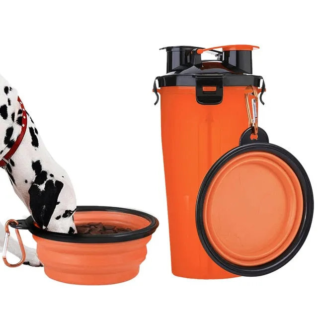 2-in-1 Dog Water Bottle With Food Container