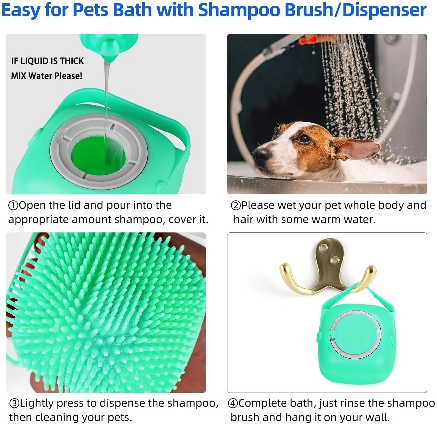 2-in-1 Pet Shampoo Massager & Grooming Brush – Soft Silicone Bath Scrubber for Dogs