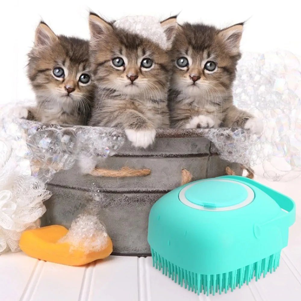 2-in-1 Pet Shampoo Massager & Grooming Brush – Soft Silicone Bath Scrubber for Dogs