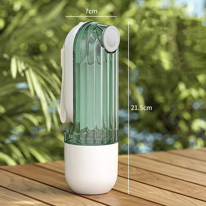 2 In 1 Pet Water Cup Segment Design Green Dog Walking Portable Drinking