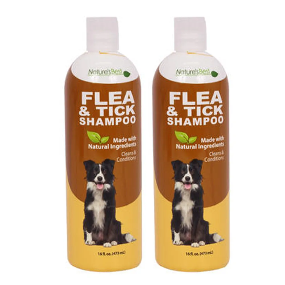 2x 16oz Flea Shampoo Tick Natural Pet Dogs Conditioner Cleaning Bath Shower Wash