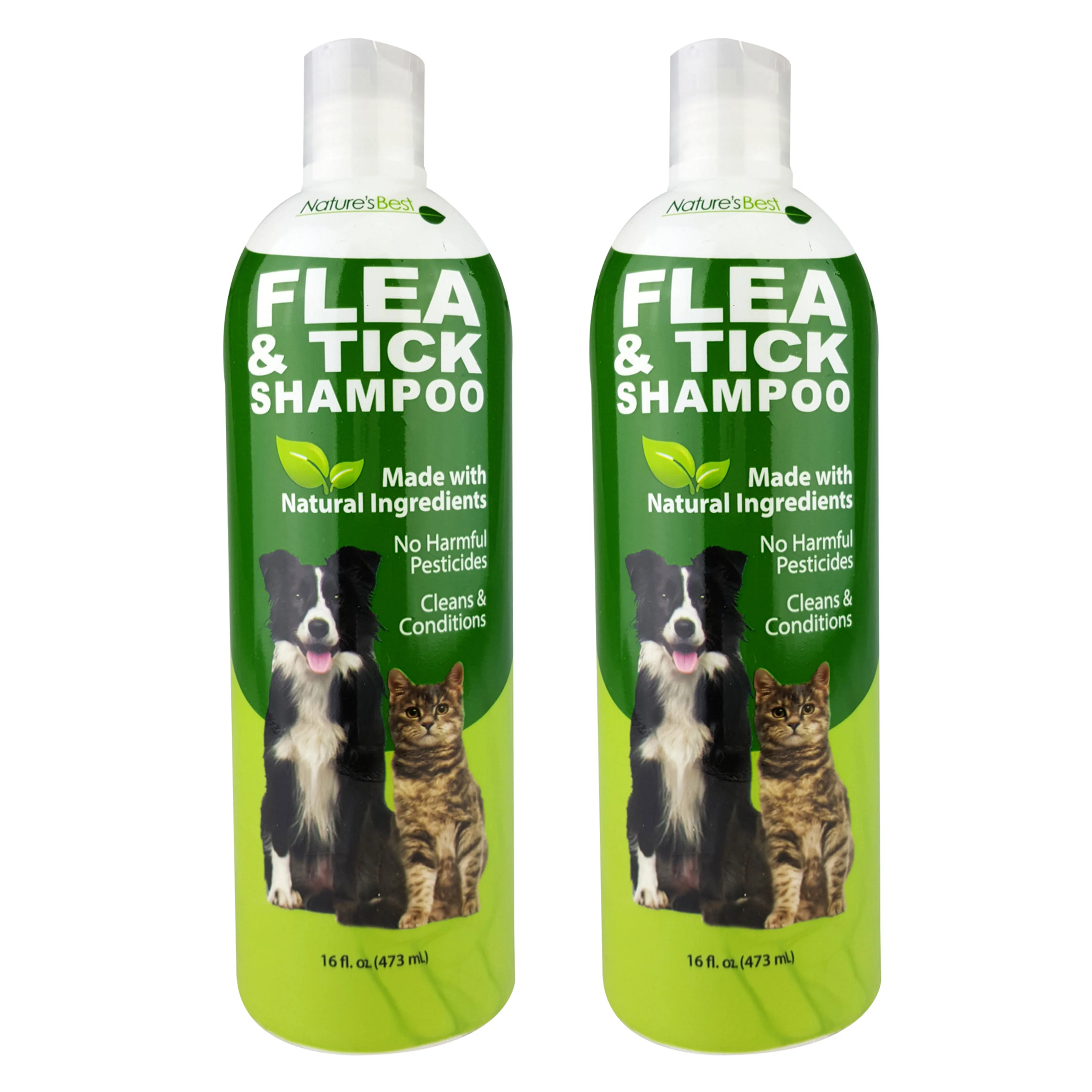 2x 16oz Flea Shampoo Tick Natural Pet Dogs Conditioner Cleaning Bath Shower Wash