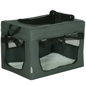 49cm Pet Carrier Portable Cat Carrier Foldable Dog Bag Pet Travel Bag with Cushion for Miniature Dogs Grey