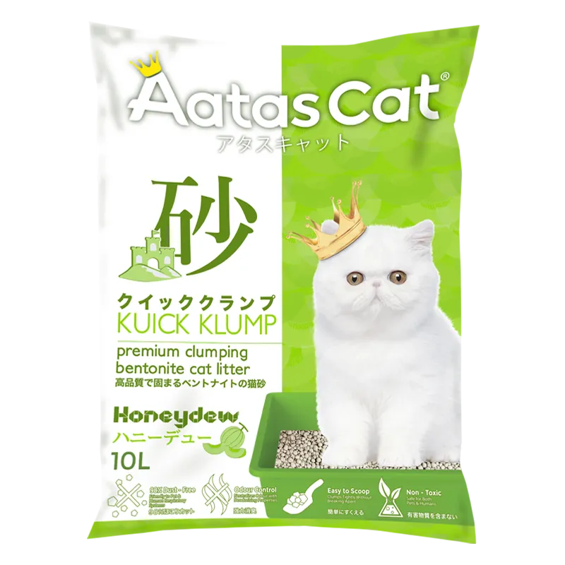 Aatas Cat Premium Clumping Bentonite Cat Litter - Kuick Klump Honeydew 10L