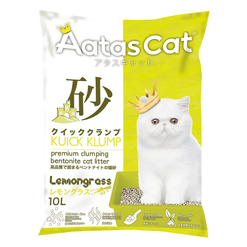 Aatas Cat Premium Clumping Bentonite Cat Litter - Kuick Klump Lemongrass 10L