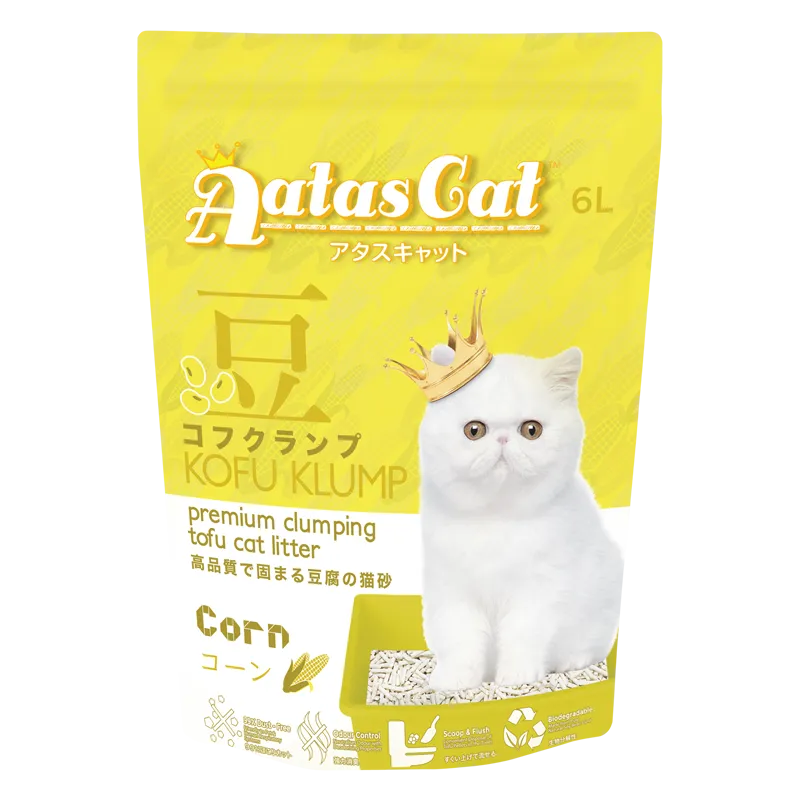 Aatas Cat Premium Clumping Tofu Cat Litter - Kofu Klump Corn 6L