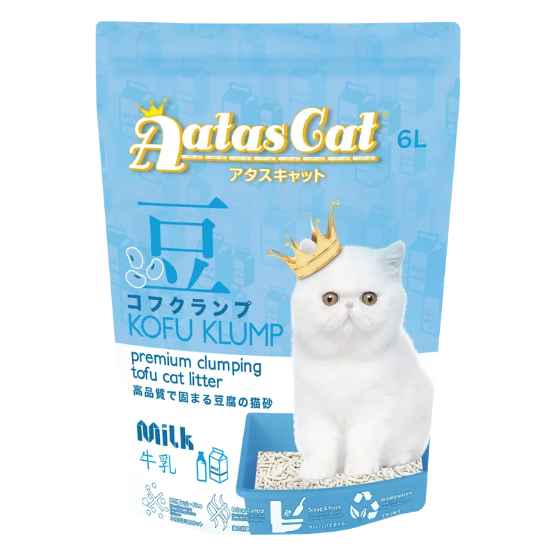 Aatas Cat Premium Clumping Tofu Cat Litter - Kofu Klump Milk 6L