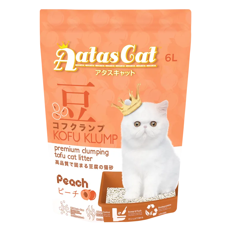 Aatas Cat Premium Clumping Tofu Cat Litter - Kofu Klump Peach 6L
