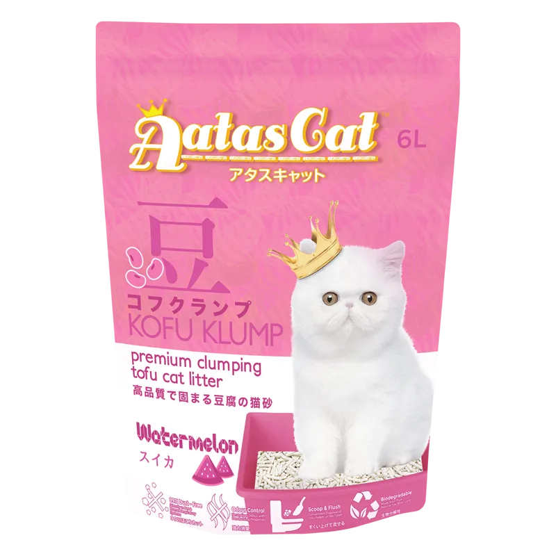 Aatas Cat Premium Clumping Tofu Cat Litter - Kofu Klump Watermelon 6L