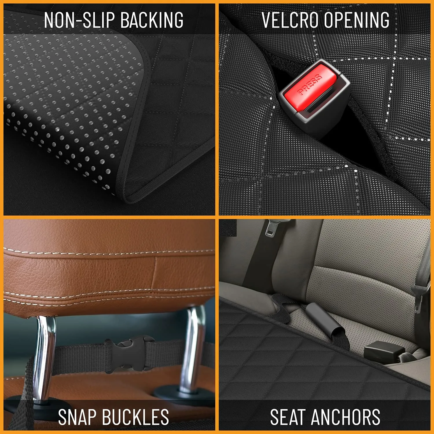 Active Pets Dog Car Seat Cover Car Seat Protector- Dog Seat Cover for Back Seat of SUVs, Trucks, Cars - Waterproof & Convertible Vehicle Dog Hammock for Car Backseat - Mesh Window - Black