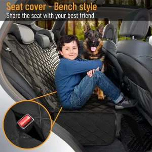 Active Pets Dog Car Seat Cover Car Seat Protector- Dog Seat Cover for Back Seat of SUVs, Trucks, Cars - Waterproof & Convertible Vehicle Dog Hammock for Car Backseat - Mesh Window - Black