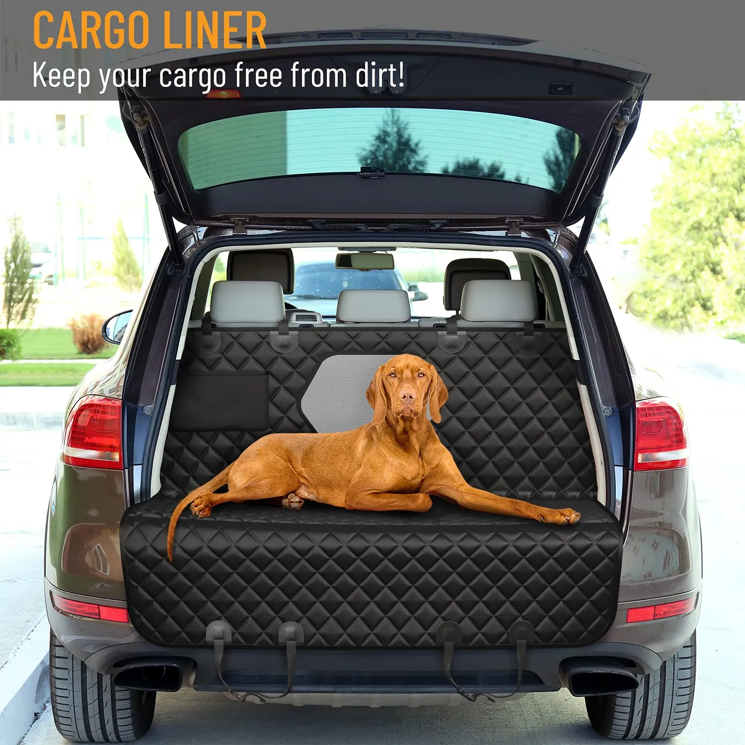 Active Pets Dog Car Seat Cover Car Seat Protector- Dog Seat Cover for Back Seat of SUVs, Trucks, Cars - Waterproof & Convertible Vehicle Dog Hammock for Car Backseat - Mesh Window - Black