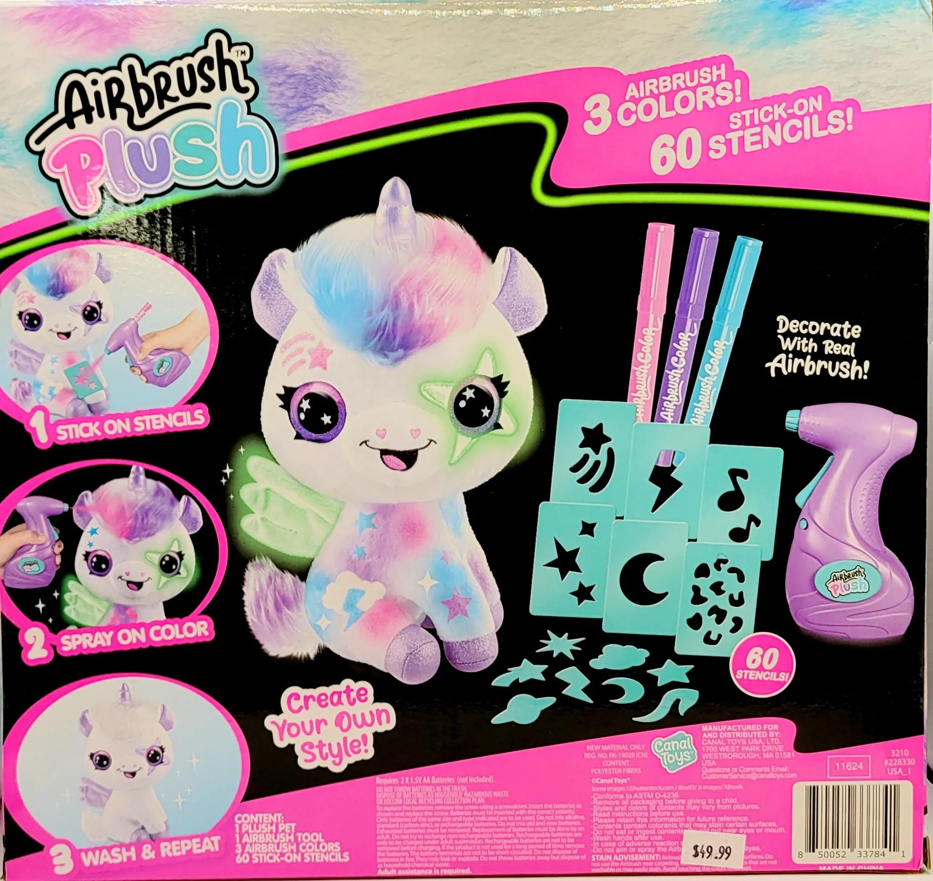 Airbrush Plush Glow In The Dark Magic Unicorn