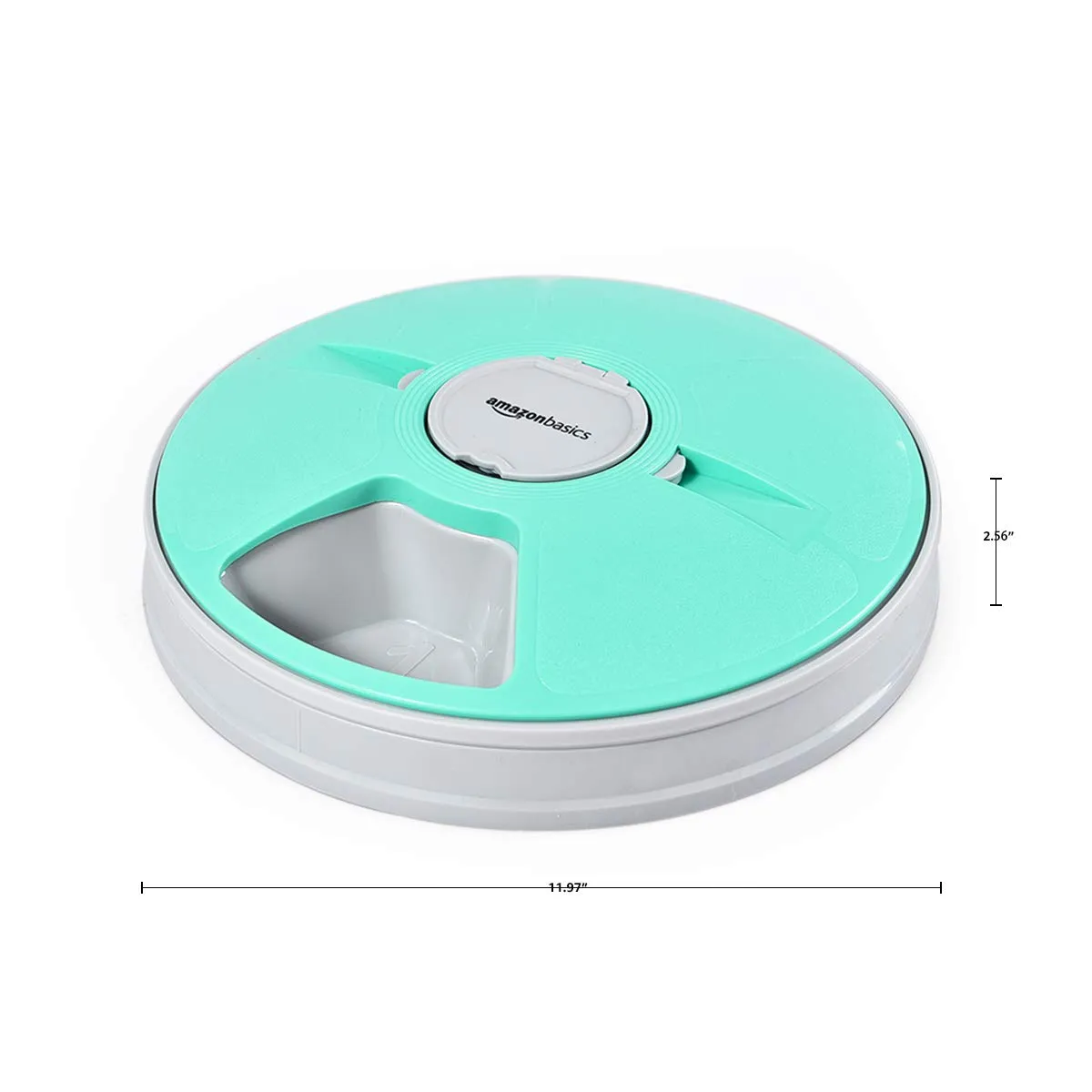 Amazon Basics Automatic Electronic Pet Feeder 6 Portions Plastic Teal 12x12x2.59