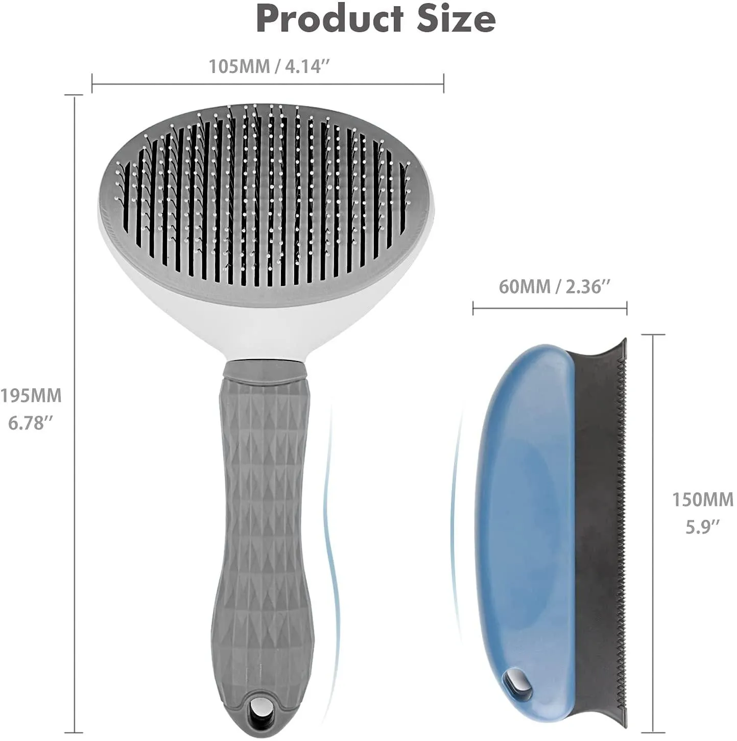 Aumuca Cat Brush and Dog Brush with Long or Short Hair Self Cleaning Slicker for Shedding and Grooming (Gray)