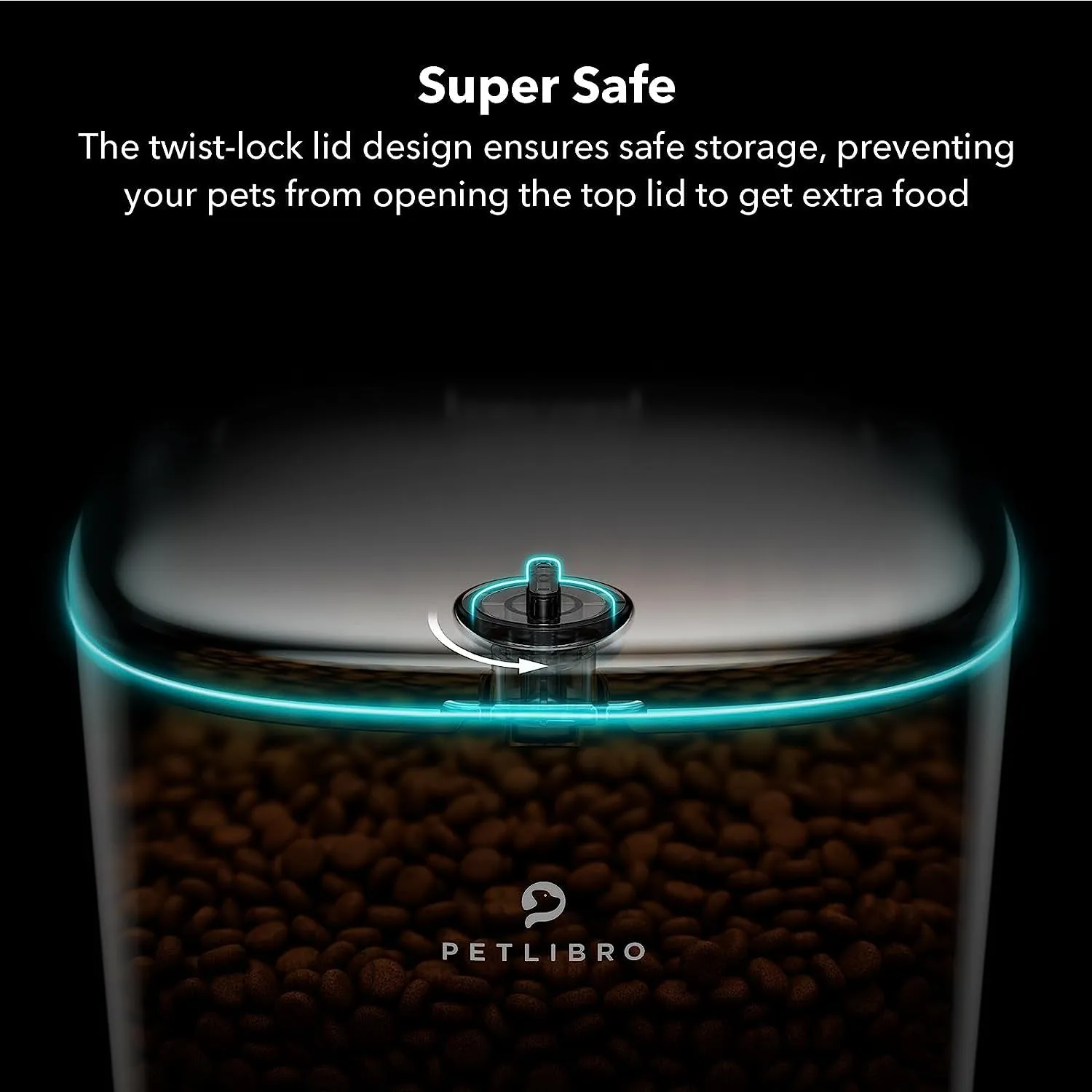 Automatic Dog Feeder 6L Auto Dry Food Dispenser for Large Breed with Lock Lid for Naughty Pet, Timed Cat Feeder Low Food LED Indication with Anti-Clog Design up to 50 Portion & 6 Meals Daily