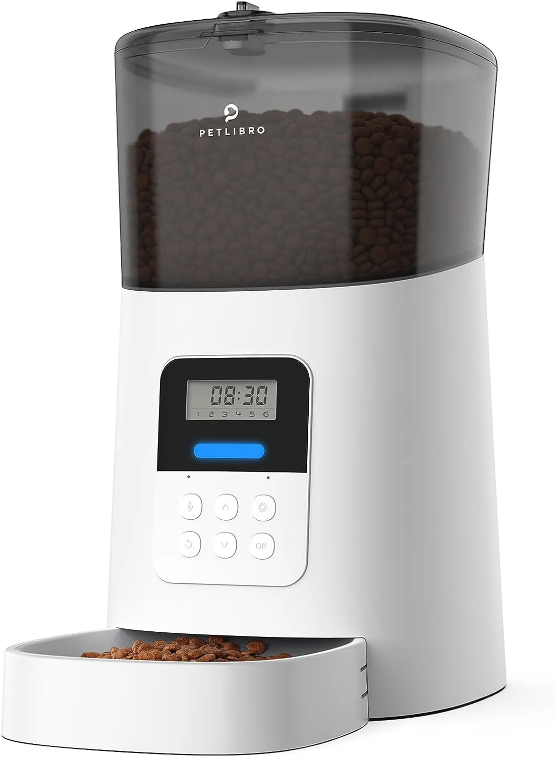 Automatic Dog Feeder 6L Auto Dry Food Dispenser for Large Breed with Lock Lid for Naughty Pet, Timed Cat Feeder Low Food LED Indication with Anti-Clog Design up to 50 Portion & 6 Meals Daily