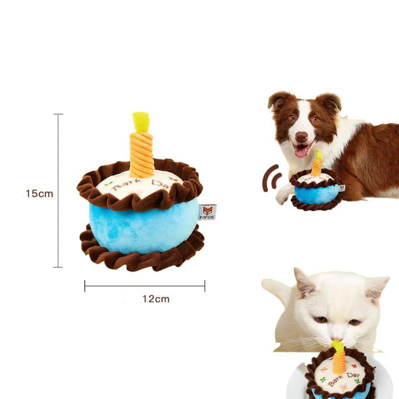 Bite-Resistant Teething Vocal Catnip Birthday Cake Toy