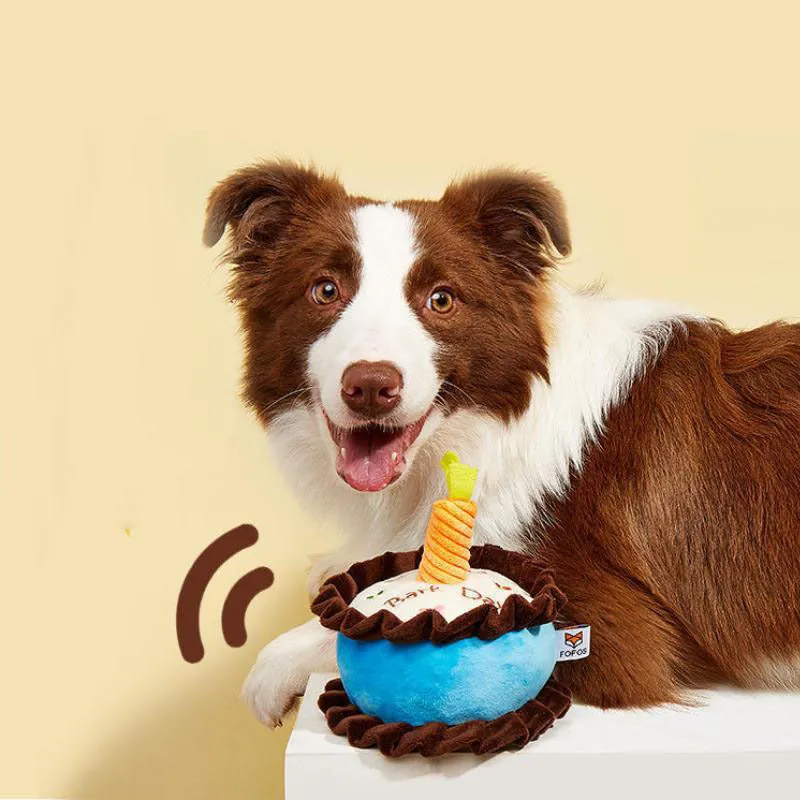 Bite-Resistant Teething Vocal Catnip Birthday Cake Toy