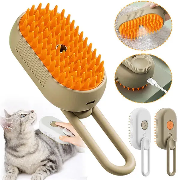 Cat/Dog Steam Brush 3 In 1 Electric Pet Hair Brushes- For Massage, Grooming, Comb, Hair Removal
