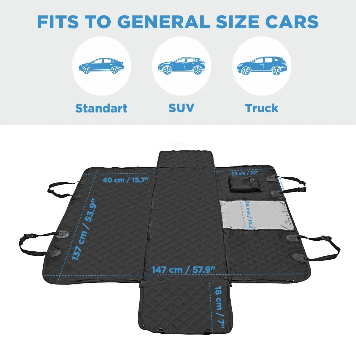 Dog Back Seat Cover Protector Waterproof for Vehicles 58 x 54 inch