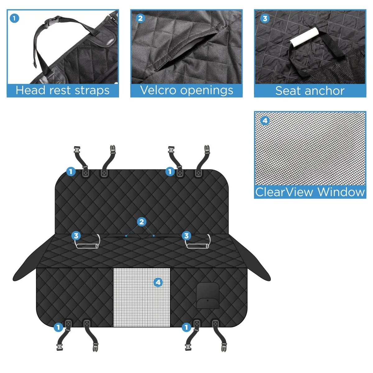 Dog Back Seat Cover Protector Waterproof for Vehicles 58 x 54 inch