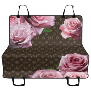 Dog Mom "DM" Motif Pink Rose Hammock Dog Car Seat Cover