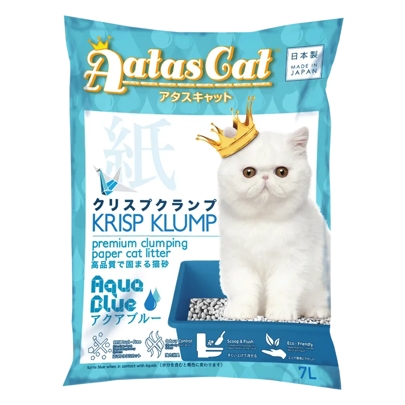 *DONATION TO KITTEN SANCTUARY SG* Aatas Cat Premium Clumping Paper Cat Litter - Krisp Klump Aqua Blue 7L