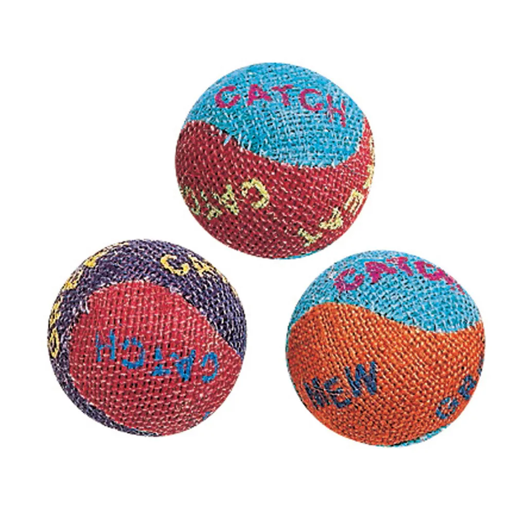 Ethical Pet Spot Burlap Ball Catnip Toy, 1.5", 3-count