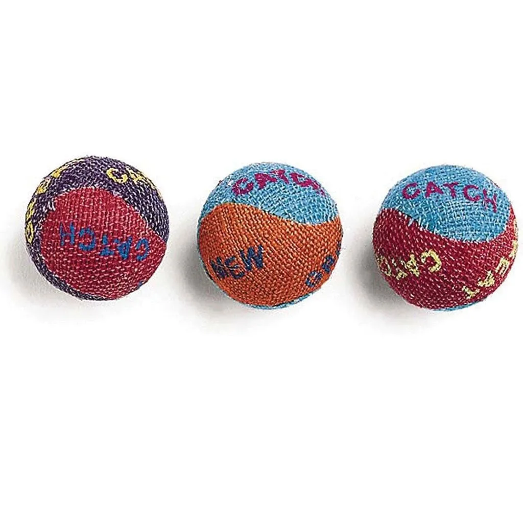 Ethical Pet Spot Burlap Ball Catnip Toy, 1.5", 3-count