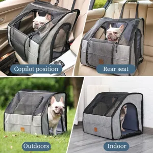 Frenchie Car Seat Cover Folding Hammock Travel Cage for Safe Travels