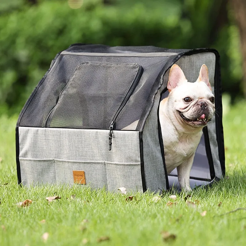 Frenchie Car Seat Cover Folding Hammock Travel Cage for Safe Travels