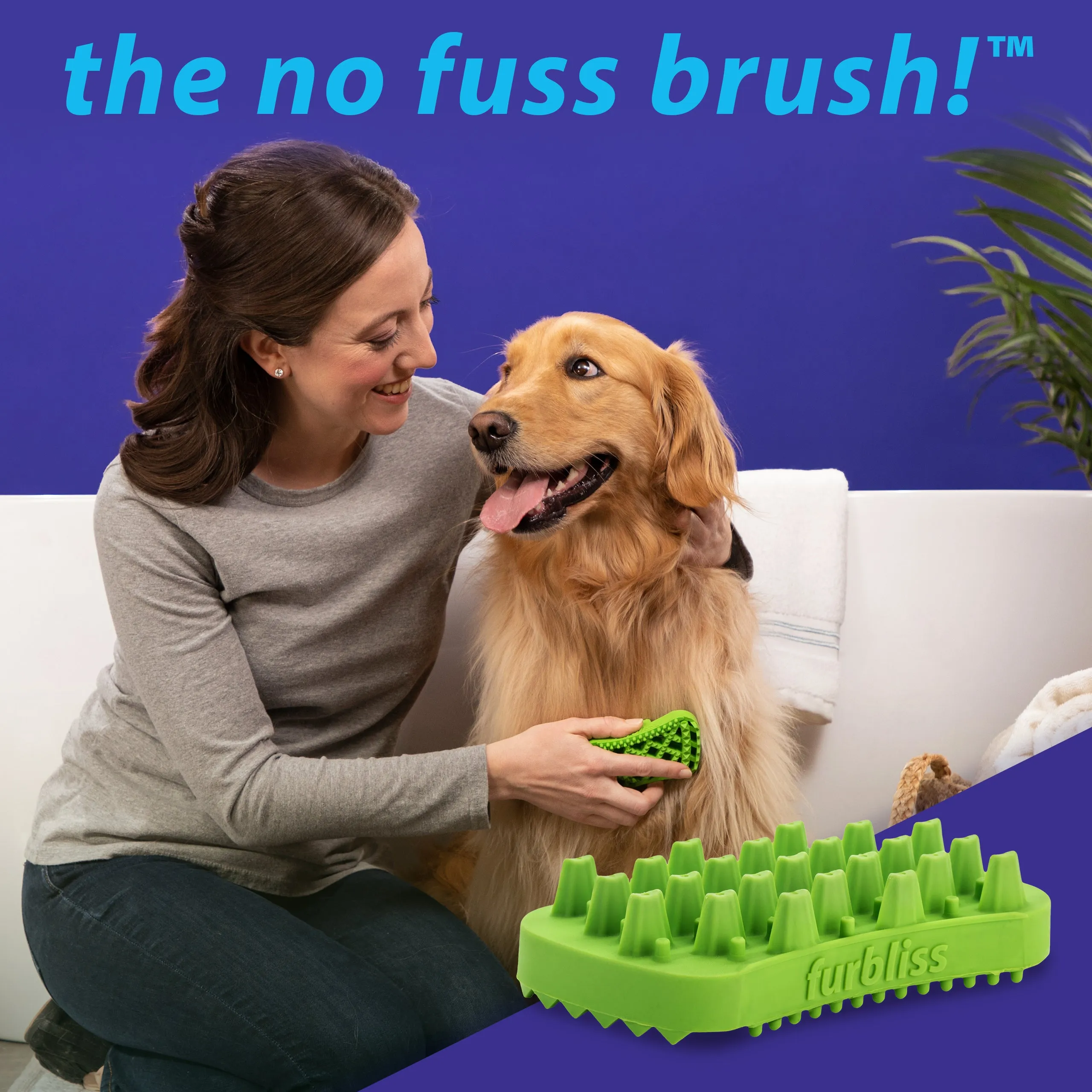Furbliss® Green Brush – Ideal for Long-Haired Pets