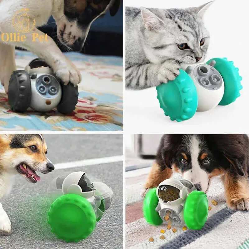 Interactive Tumbler Robot Treat Dispenser: Slow Feeder for Dogs & Cats