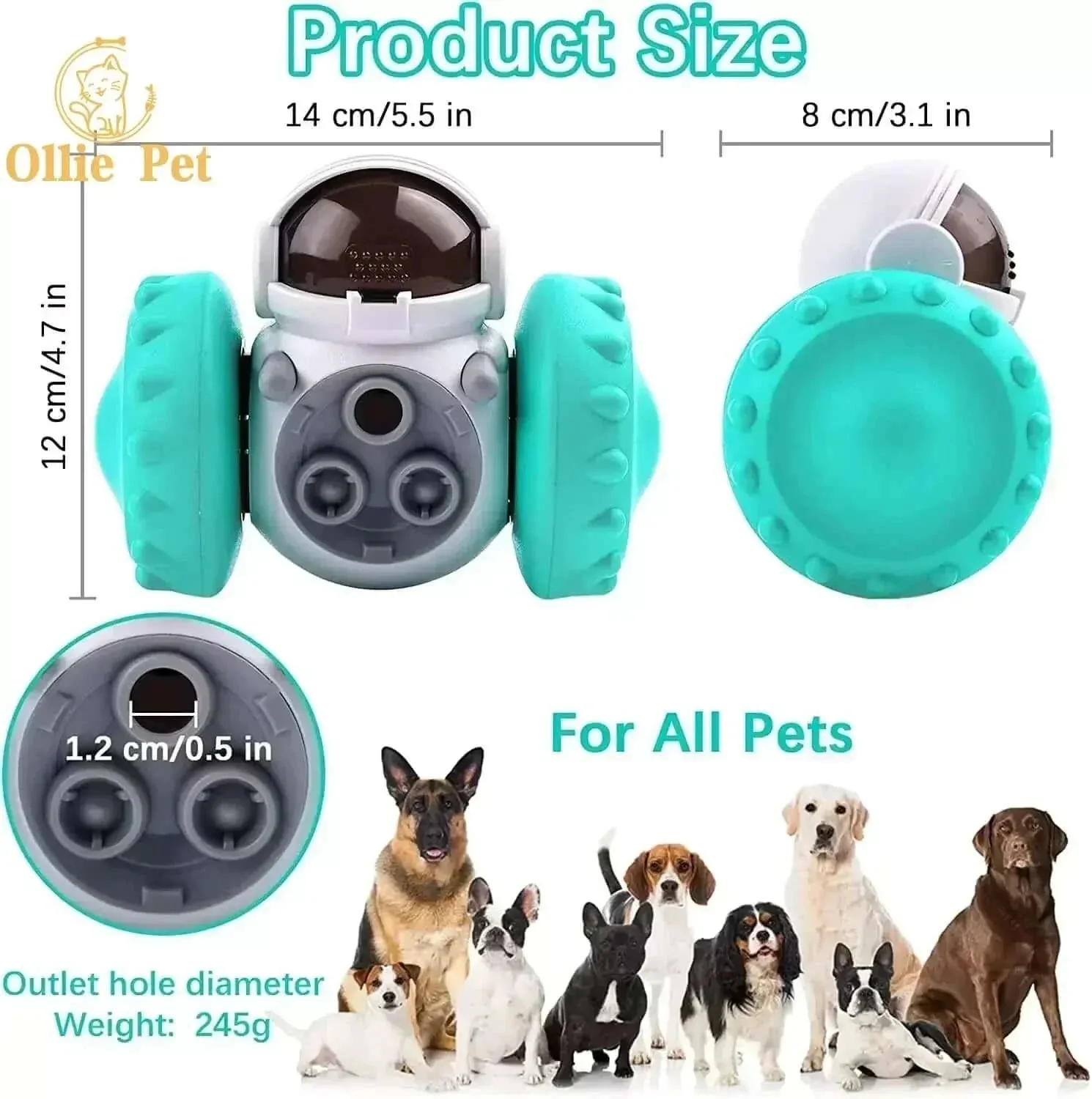Interactive Tumbler Robot Treat Dispenser: Slow Feeder for Dogs & Cats