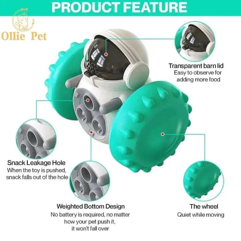 Interactive Tumbler Robot Treat Dispenser: Slow Feeder for Dogs & Cats