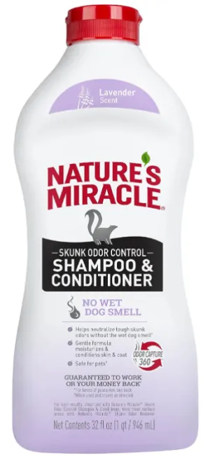 Nature's Miracle Skunk Odor Control Shampoo & Conditioner Lavender Scent 32 Ounces, Odor Control Formula