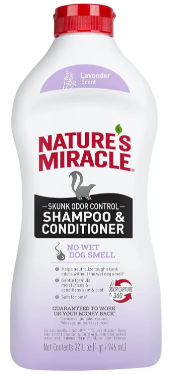 Nature's Miracle Skunk Odor Control Shampoo & Conditioner Lavender Scent 32 Ounces, Odor Control Formula
