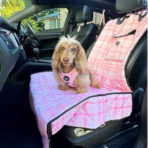 Pink Houndstooth Deluxe Single Car Seat Cover