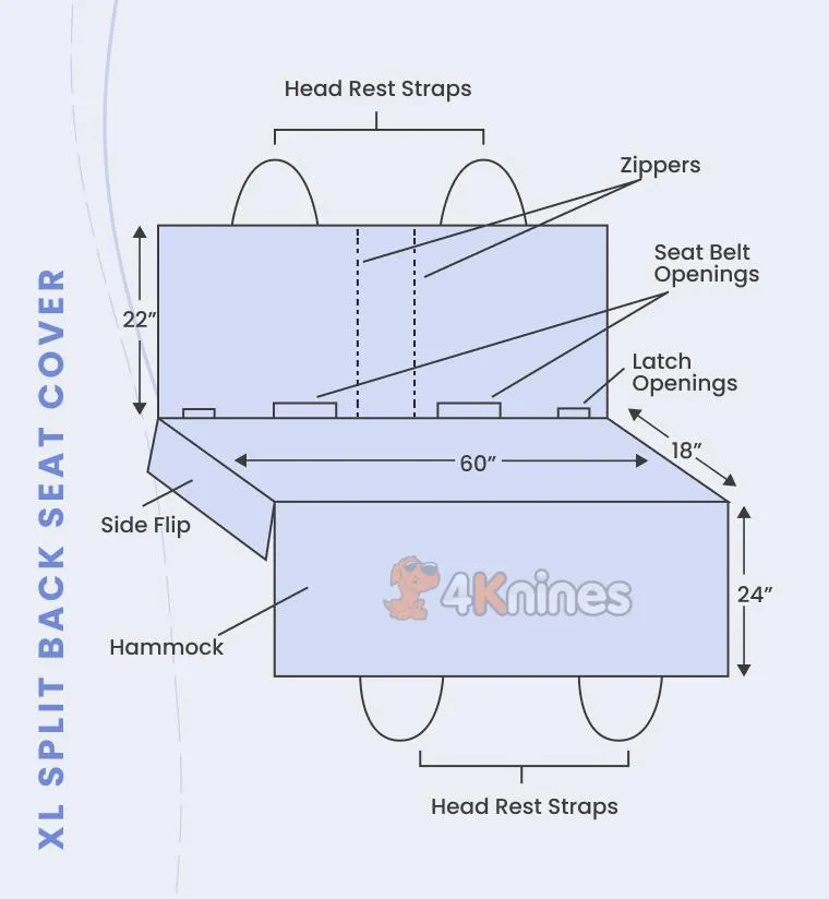 Rear Seat Cover for Fold Down Seats with Hammock