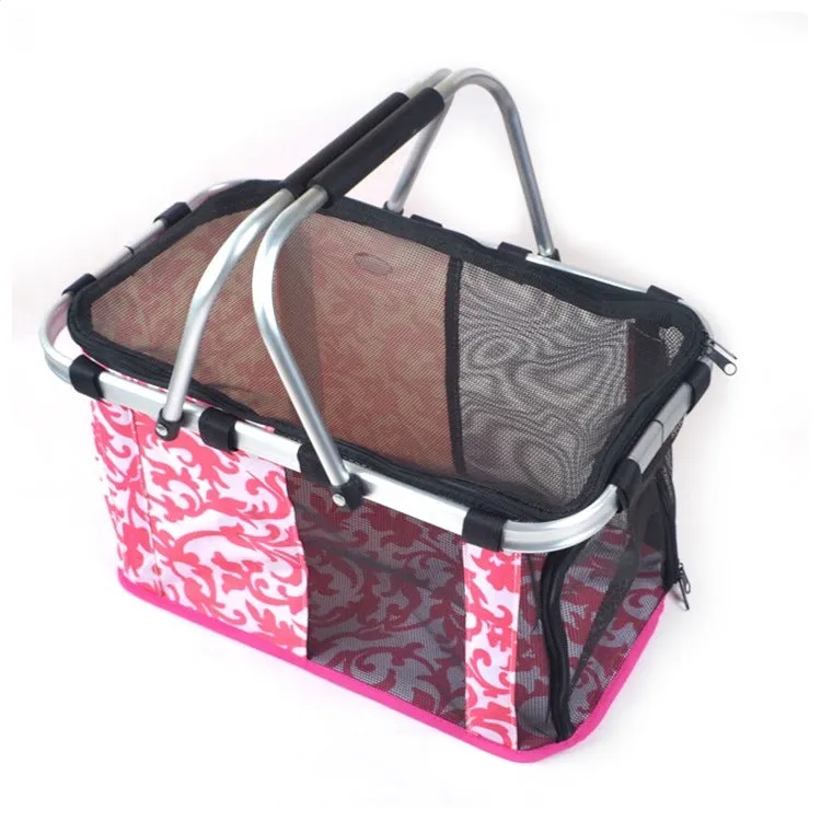 Sidiou Group Foldable Portable Outdoor Pet Dog Carrier Hand Basket Carrying Bag  Pet Mesh Cage