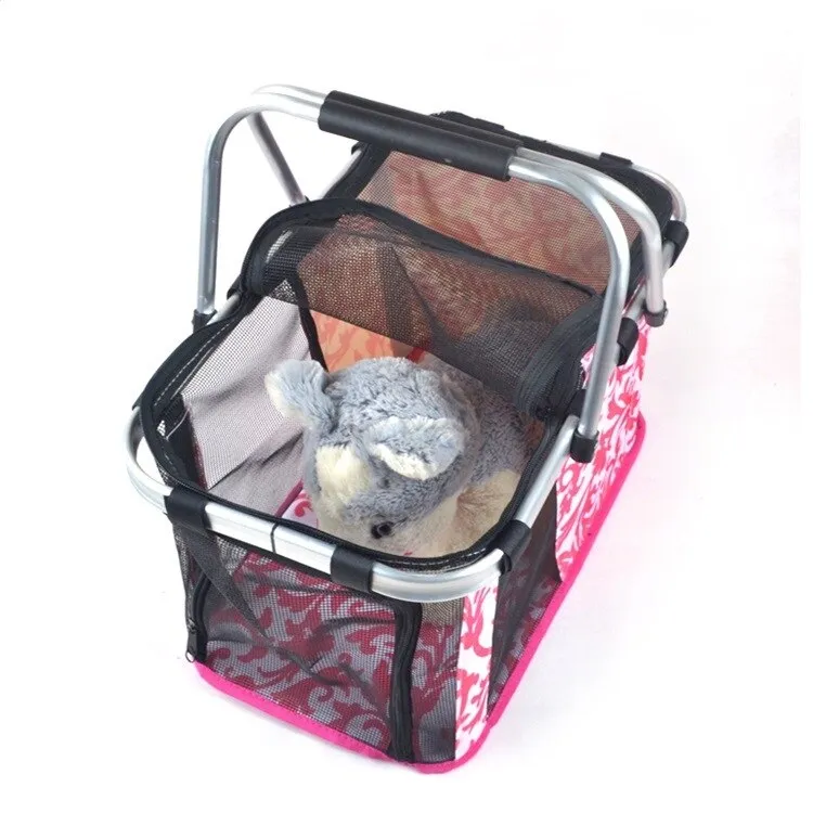 Sidiou Group Foldable Portable Outdoor Pet Dog Carrier Hand Basket Carrying Bag  Pet Mesh Cage