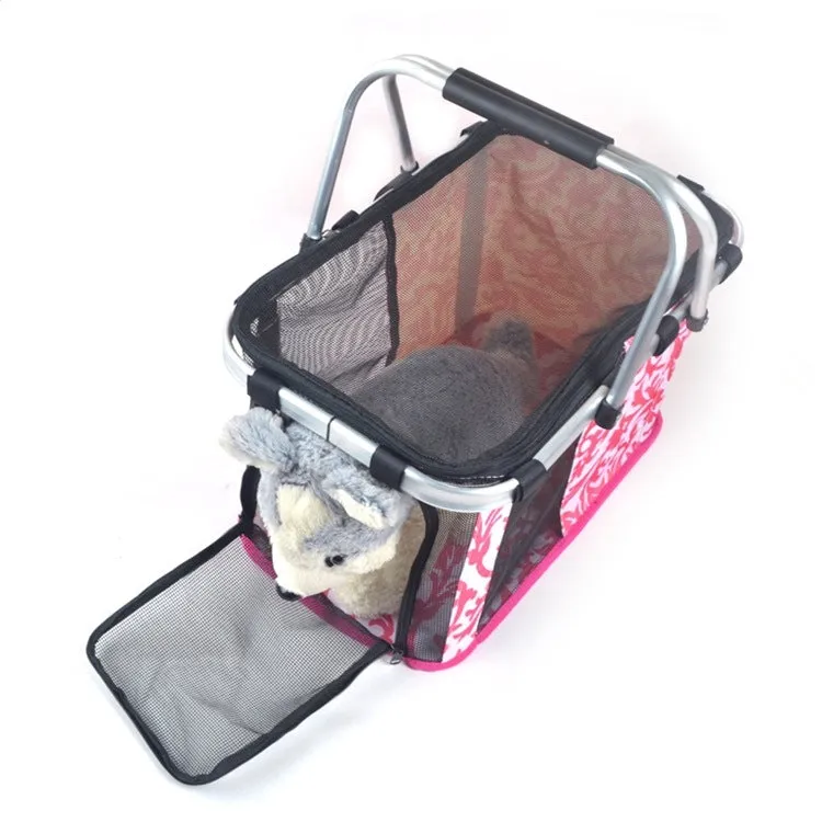 Sidiou Group Foldable Portable Outdoor Pet Dog Carrier Hand Basket Carrying Bag  Pet Mesh Cage