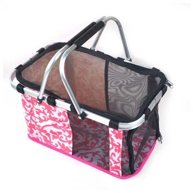 Sidiou Group Foldable Portable Outdoor Pet Dog Carrier Hand Basket Carrying Bag  Pet Mesh Cage