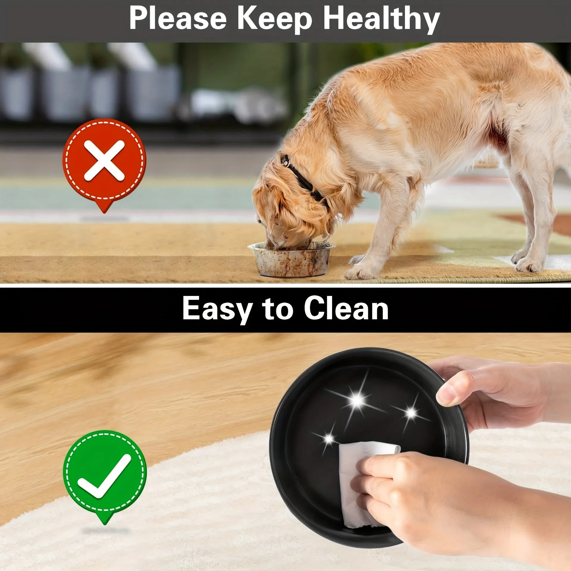 Slipproof Dual Pet Food Bowl No Spills Easy Clean Lasting